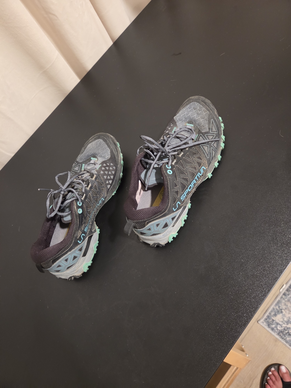 La Sportiva Women’s Trail Runners — Gray with Mint Details